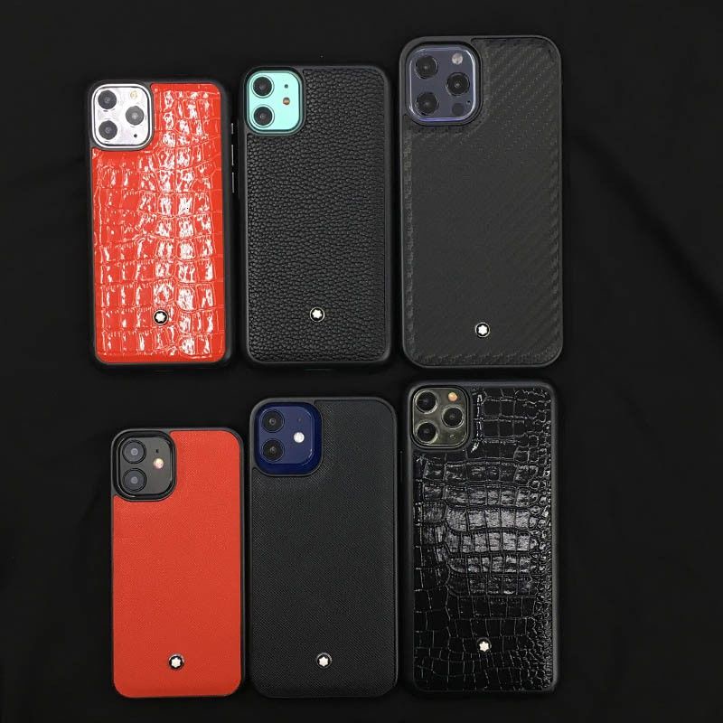 Ốp Điện Thoại Da + Nylon Cứng Họa Tiết Sợi Carbon Montblanc Cho Iphone 12 11 PRO MAX 12mini X XS XR PRO MAX 7 8 PLUS