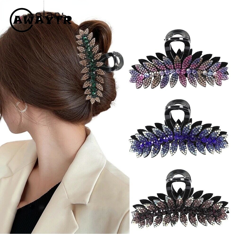 Kẹp Tóc Hình Chiếc Lá Đính Đá Thời Trang Cho Nữ