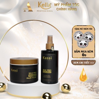 Bộ xịt dưỡng hấp dầu giảm khô xơ, chẻ ngọn, cải thiện độ dày, làm suôn mượt, bồng bềnh, chắc khỏe tóc Kassi Silk Pro