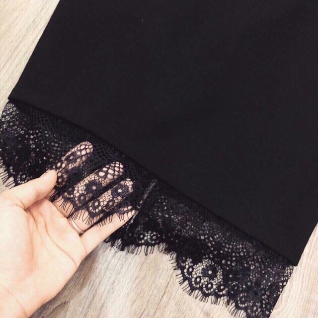 Chân váy bút chì phối ren siêu đẹp chất umi dày mịn chân váy nữ thời trang Banamo Fashion chân váy bút chì phối ren 502 | BigBuy360 - bigbuy360.vn