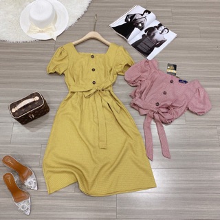 Váy kẻ caro kèm đai siêu xinh 😍