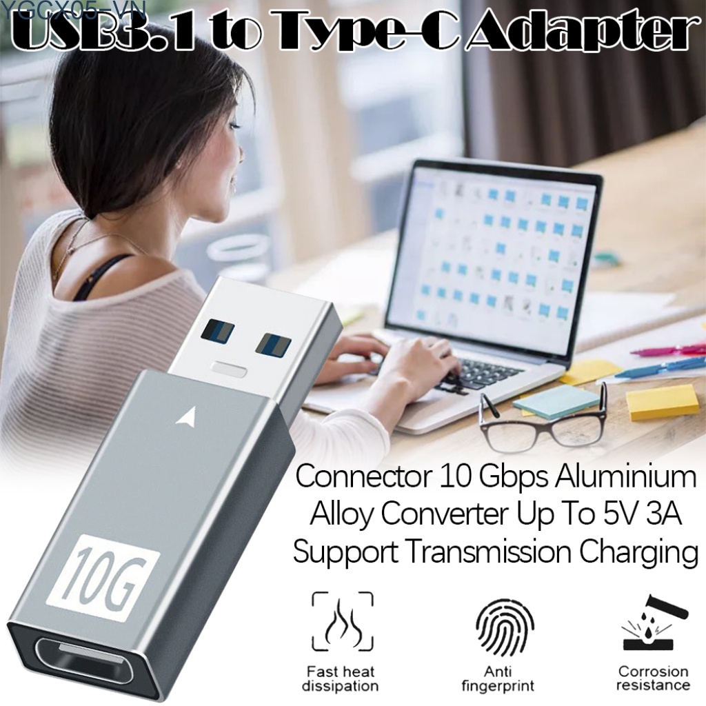 Đầu Chuyển Đổi Usb3.1 Sang Type-C 10 Gbps 5v 3a Bằng Hợp Kim Nhôm | BigBuy360 - bigbuy360.vn