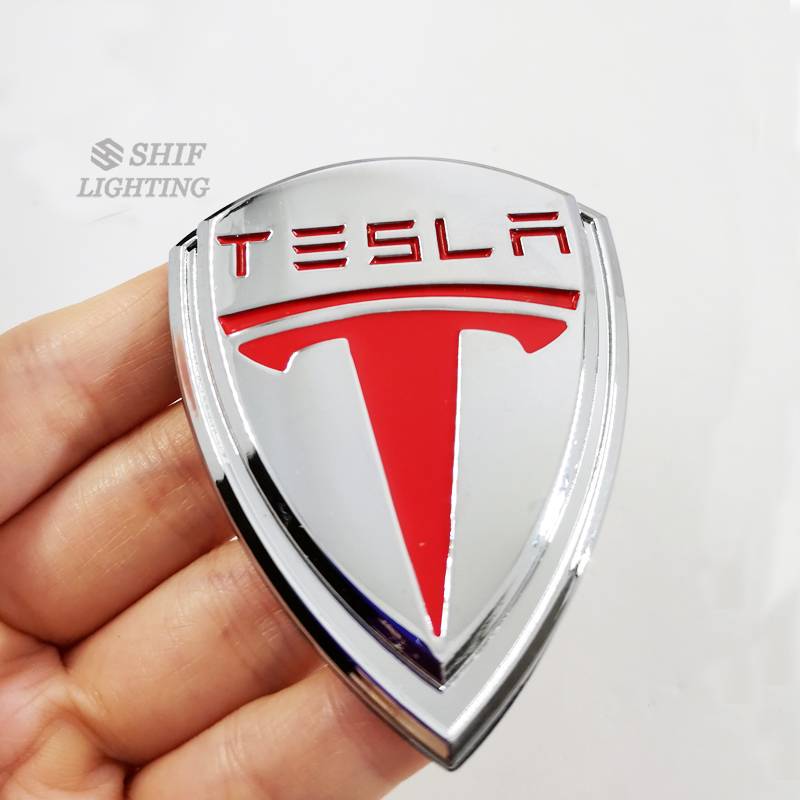 1 Miếng Dán Logo Tesla Bằng Kim Loại Cho Xe Hơi