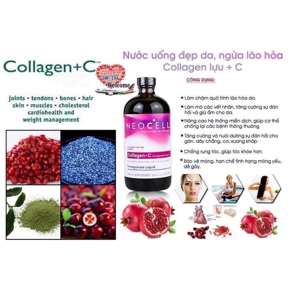 Nước Uống Collagen Lựu Giúp Da Mịn Màng, Chống Lão Hóa NeoCell Collagen + C Pomegranate Liquid 4000mg 473ml