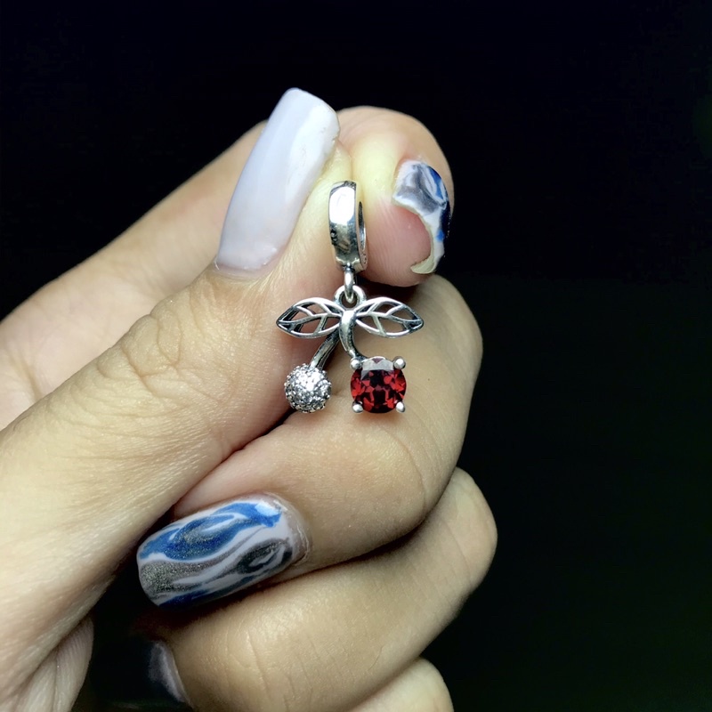 [Garnet] Charm bạc 925 đá thiên nhiên