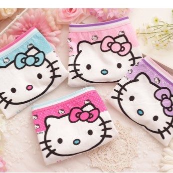 Bộ 4 quần lót cotton thoáng khí in hình Hello Kitty dễ thương cho bé gái