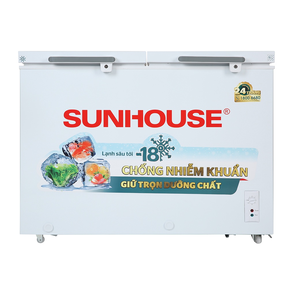 Tủ đông Sunhouse 225 lít SHR-F2272W2, 2 cửa màu trắng, dung tích lớn