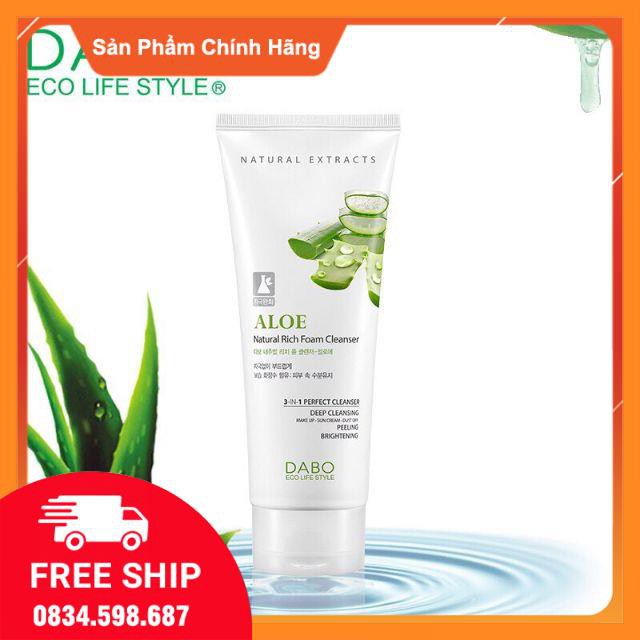 Mỹ phẩm  Sữa Zặt lô hội 3-in-1 Dabo Aloe Natural Rich Foam Cleanser 180ml ok