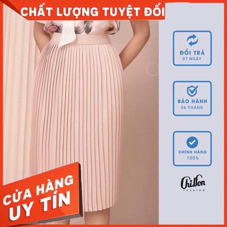 Chân váy dập ly xếp ly công sở dáng dài Chiffon váy cao cấp, chân váy midi dập ly - Hàng nhập khẩu