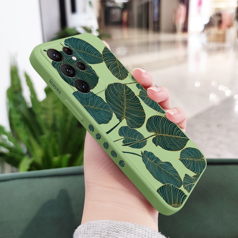 Bao Da Dập Nổi Họa Tiết Lá Cây Cho samsung galaxy s23 s22 fe ultra plus Ốp