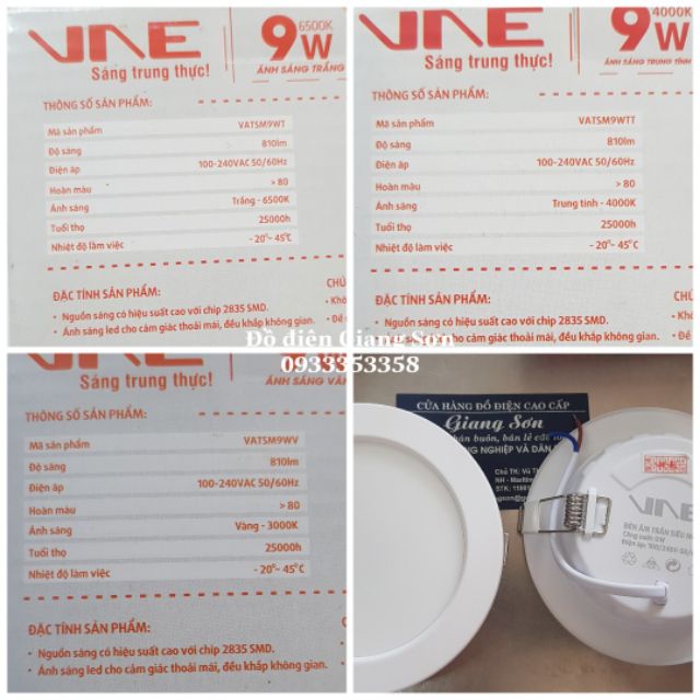 ĐÈN ÂM TRẦN SIÊU MỎNG VNE 9W PHI 90