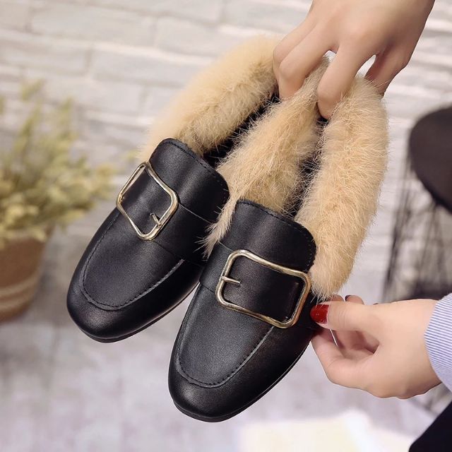 Giày lười sục lông Ulzzang siêu ấm rẻ nhất Hot 2018