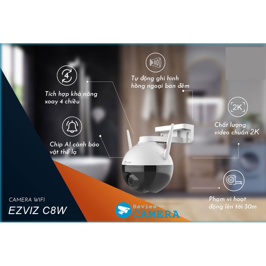Camera Wifi Ezviz C8C , C8W ,C8PF 1080P 2K FHD Ngoài trời Xoay 360 độ ,Có Màu Ban Đêm , Tích hợp AI - BH 24 Tháng