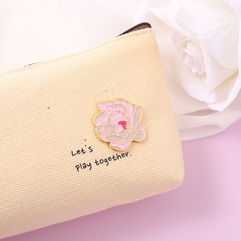 Ghim cài áo QIHE JEWELRY hình hoa mẫu đơn màu hồng sáng tạo thanh lịch