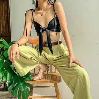 Áo croptop đi biển thiết kế hai dây, thắt nơ ngực, lưng thun co giãn
