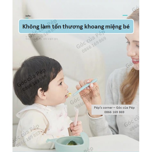 (MS71) Set 2 thìa silicon aag cao cấp kèm hộp đựng cho bé ăn dặm