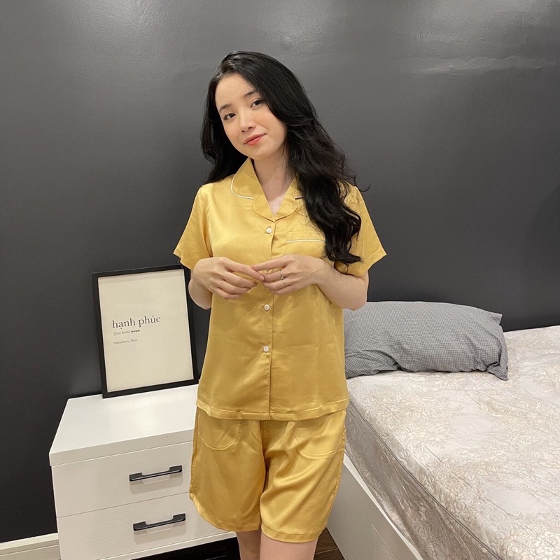 [Hàng đẹp giá rẻ] Bộ Pijama Lụa Trơn Latin cộc tay hàng đẹp thiết kế mềm mịn thấm hút mồ hôi