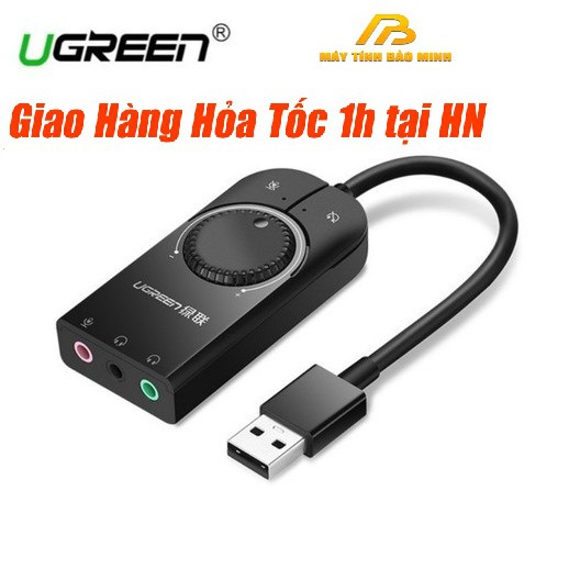 Cáp USB Sound Ugreen 40964 Chuẩn 3.5mm Loa và Mic có Volume Control - Hàng Chính Hãng