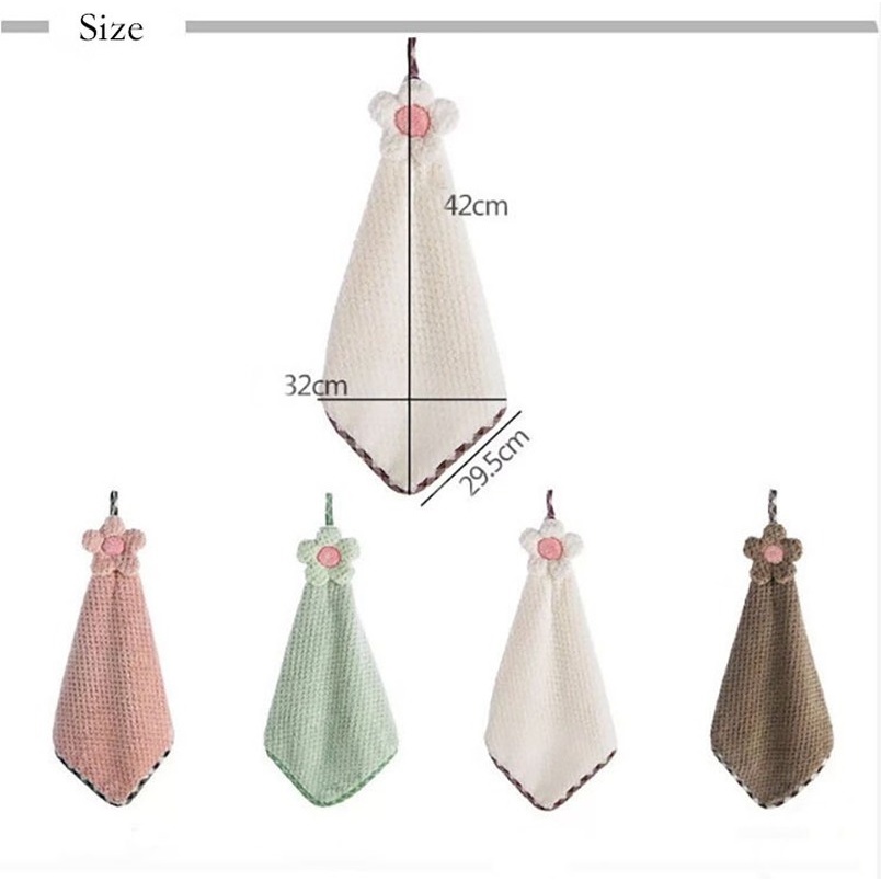 Khăn Lau Tay/Nhà Bếp Chất Liệu Mềm Mại Dày Dặn Thấm Hút Nước Họa Tiết Hoa Hướng Dương 5 Màu Tùy Chọn Tiện Dụng