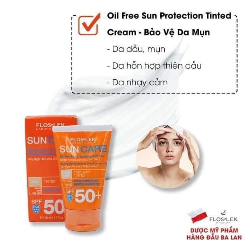 Kem Chống Nắng FLOSLEK Oil Free Sun Protection Tinted Cream SPF50+ 50ml