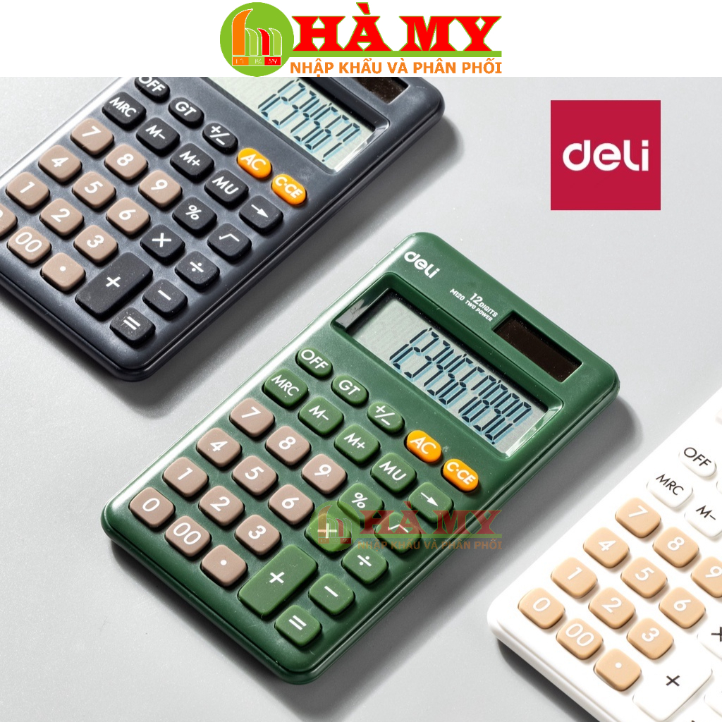 Máy tính mini cầm tay Deli EM120 12 chữ số ( Máy nhỏ, máy tính bỏ túi ) - BẢO HÀNH 7 NĂM Deli chính hãng (Hamygroup.vn)