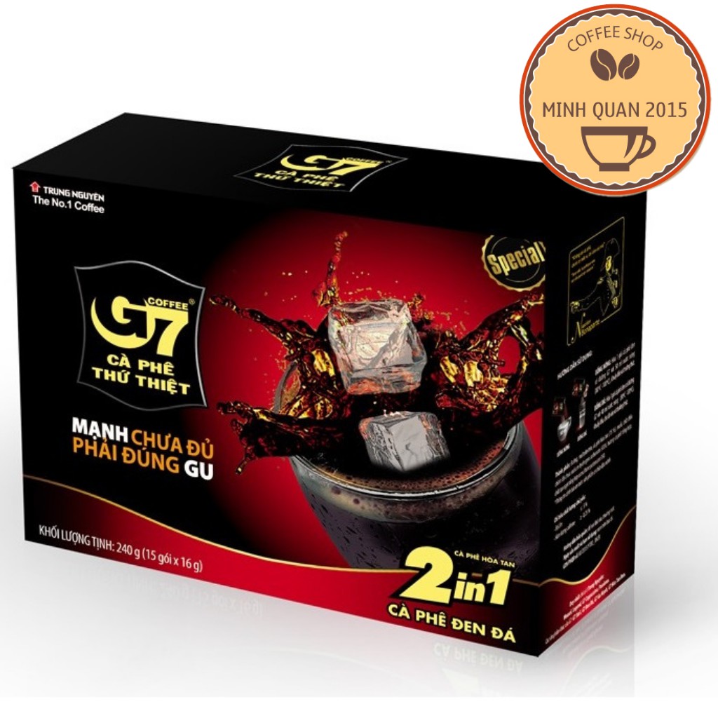 Cà Phê Hòa Tan Đen Đường G7 2in1 Trung Nguyên - Hộp 15 Gói 16gr