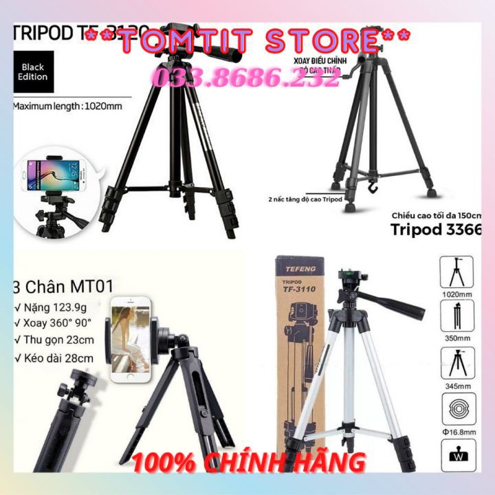 Gậy chụp ảnh tripod 3120 cao cấp, cứng cáp, chắc chắn, tiện lợi, kèm remote kết nối bluetooth