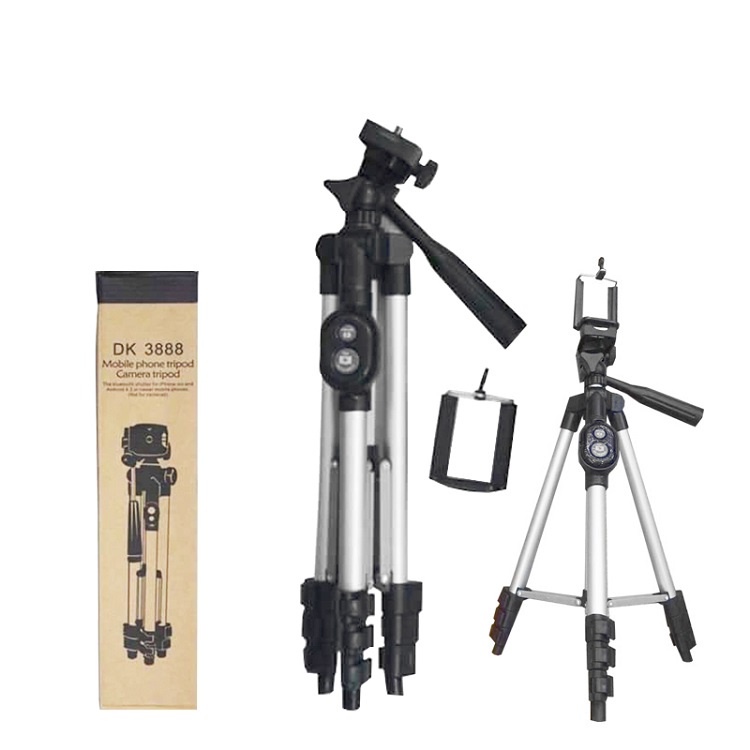 Giá Đỡ Ba Chân DK-3888, Tặng Remote Kết Nối Bluetooth - Dùng Cho Máy Ảnh Và ĐT - Tripod Bằng Nhôm 1M - Bảo Hành 6 Tháng