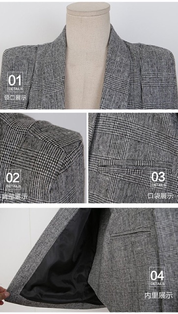 Áo khoác vest xẻ tay dài koreastyle
