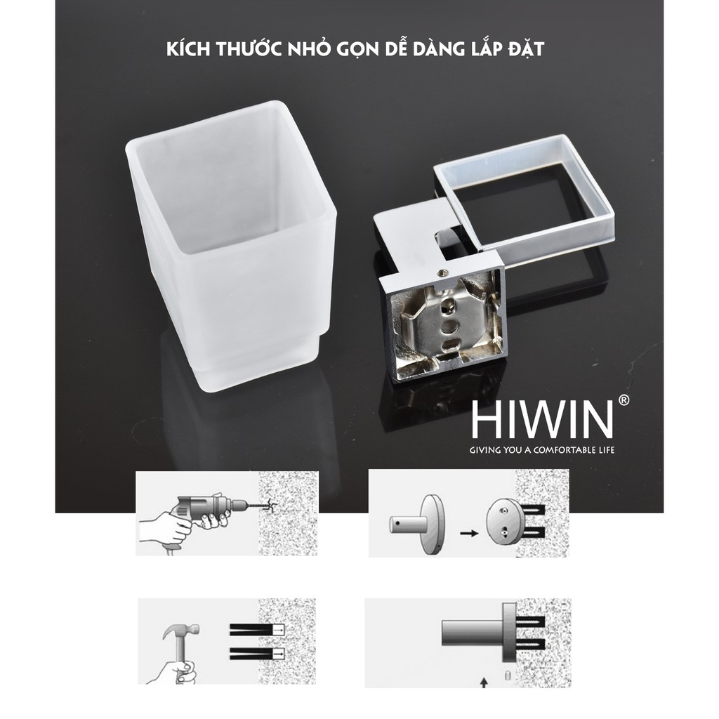 Kệ cốc đơn cạnh vuông đồng mặt gương cao cấp sáng bóng Hiwin Y-1202