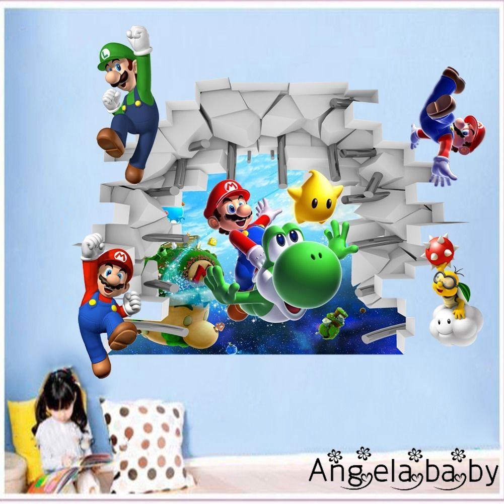 hღ✯3d COOL Super Mario Bros. decal dán tường khổng lồ có thể tháo rời