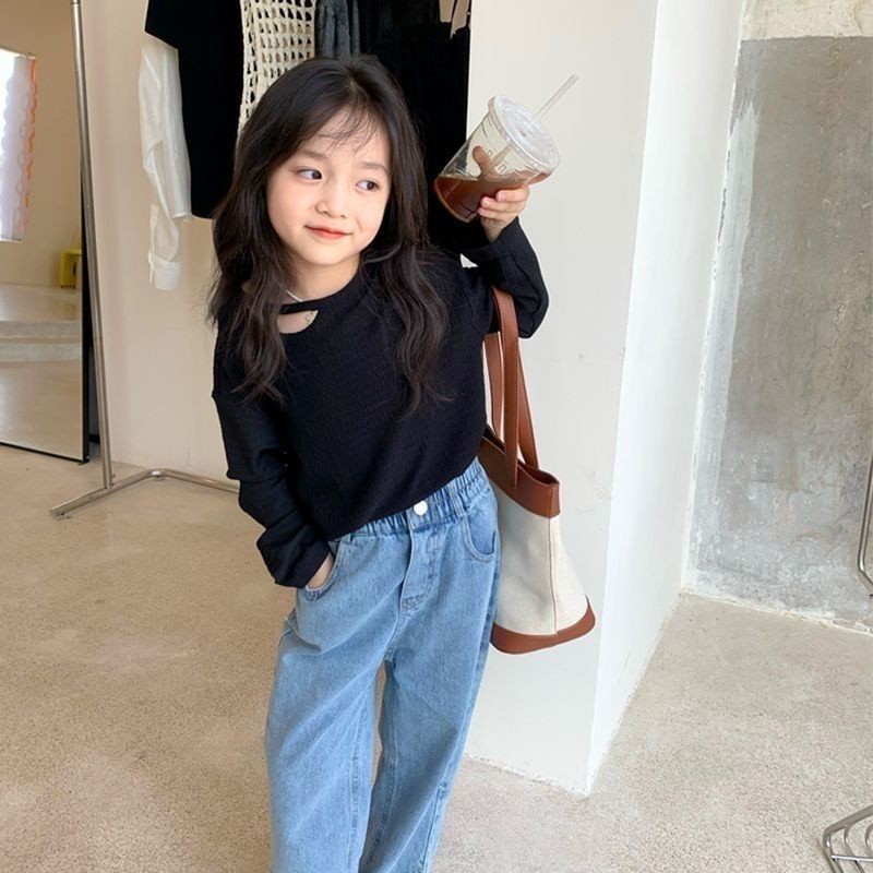 [Hàng Có Sẵn] Áo Thun Cotton Dài Tay Thoải Mái Đơn Giản Cho Bé Gái