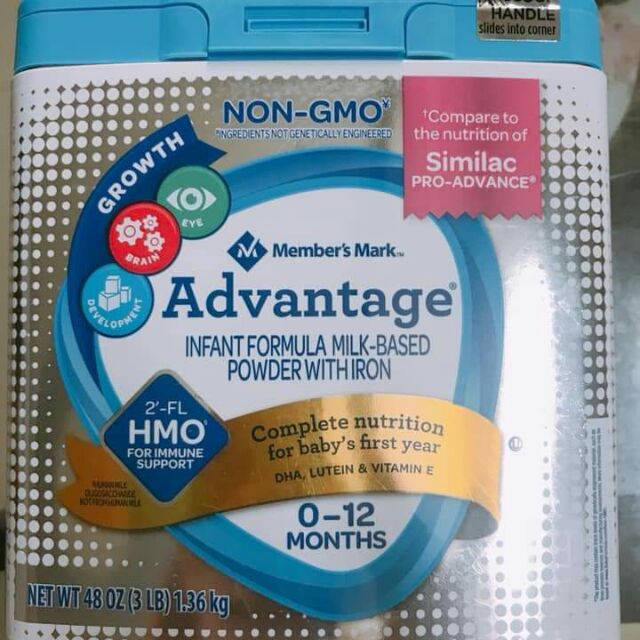Sữa Similac advantage HMO non GMO từ 0-6 tháng nội địa Mỹ hộp 1.36kg (cam kết hàng chính hãng được nhập trực tiếp từ Mỹ)