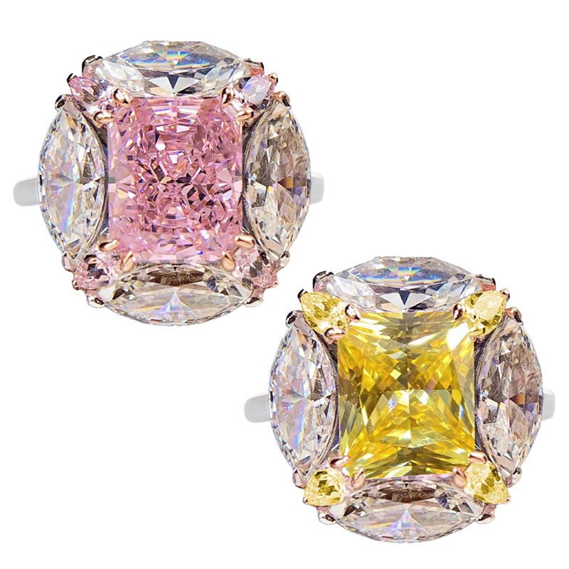 Nhẫn Đính Đá Zircon Hình Vuông Sang Trọng Cho Nữ