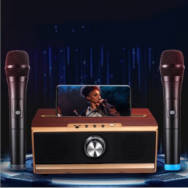 Libishop - Bộ loa hát karaoke kết nối bluetooth cực hay kèm 2 mic không dây