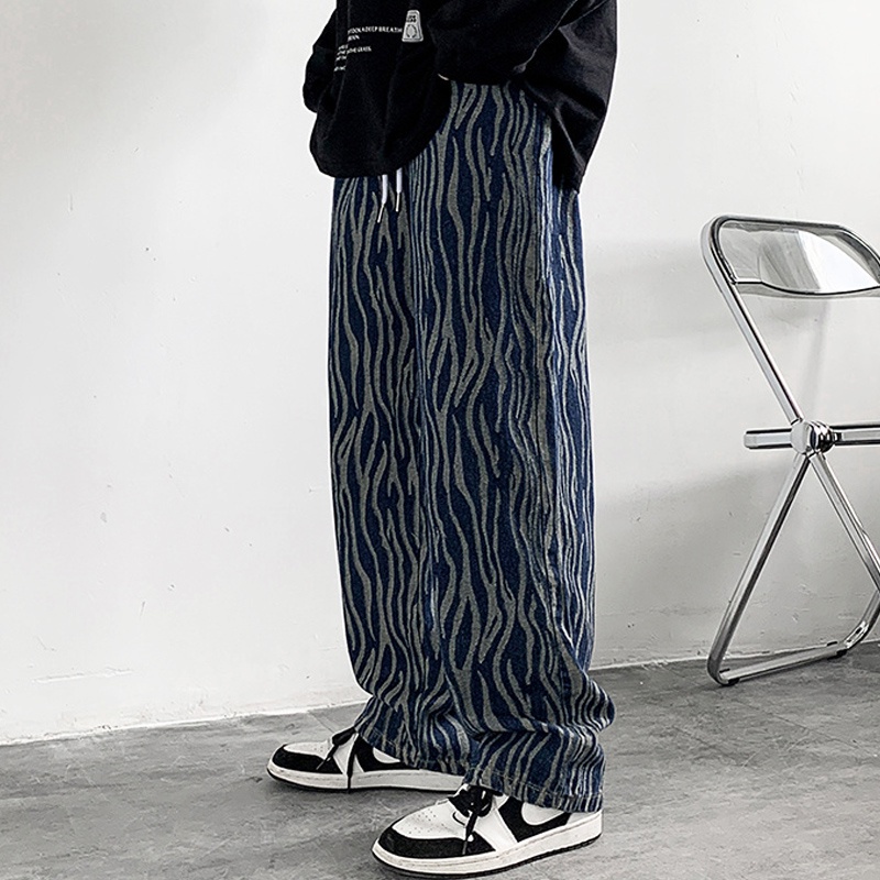 Quần baggy ống rộng họa tiết ngựa vằn phong cách hip hop thời trang cho nam