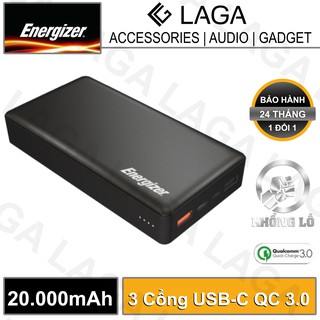 Pin sạc dự phòng Energizer 20000mAh 3 cổng Output Quick Charge 3.0 USB-C - UE20015CQ