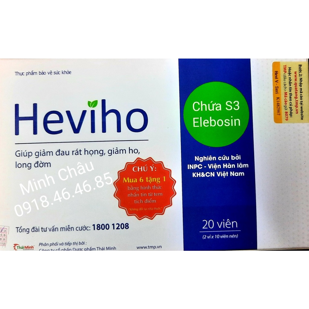 CHÍNH HÃNG Heviho giảm viêm họng hạt, ho mãn tính ( 6 tặng 1 )