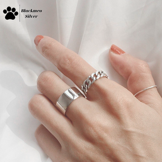 [Có sẵn] Nhẫn trơn- nhẫn xích bạc Thái [BẢO HÀNH LÀM SÁNG]