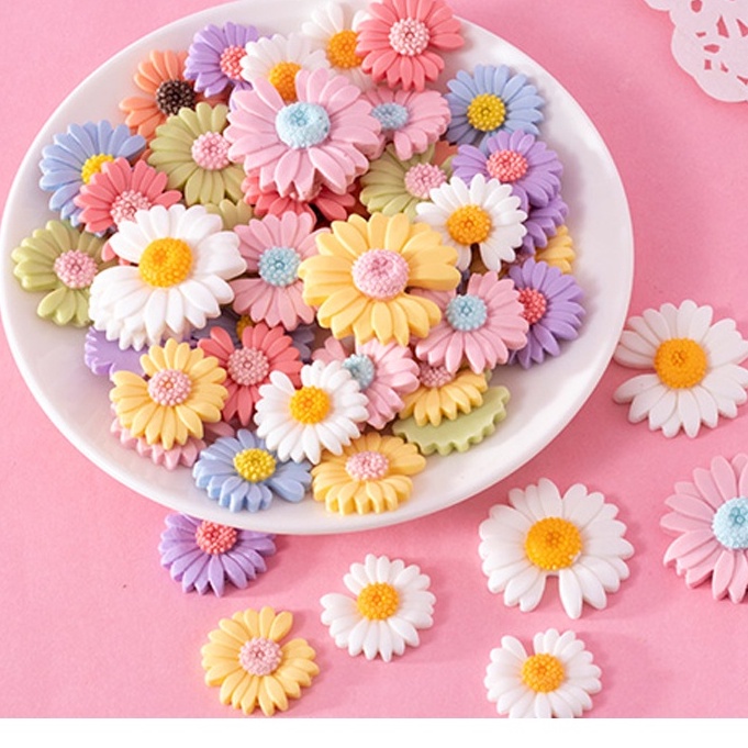 phụ kiện diy hoa cúc khuyết lá nhiều màu trang trí ốp lưng kẹp tóc handmade charm