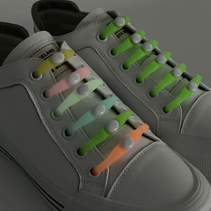 Hàng Có Sẵn! Set 12 Dây Giày Silicon Cao Su Phản Quang Không Cần Buộc Dành Cho Người Lớn Và Trẻ Em