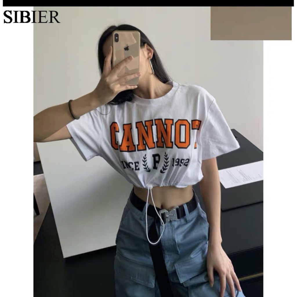 Áo thun croptop Cannot dây rút eo cực cá tính