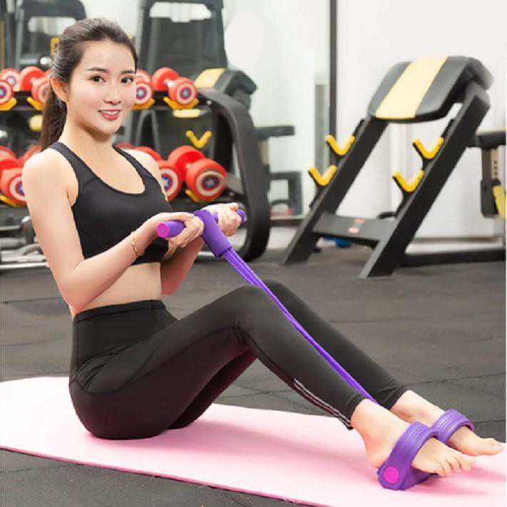 Dây kéo đàn hồi 4 ống cao su tập cơ bụng, tập gym tại nhà đa năng