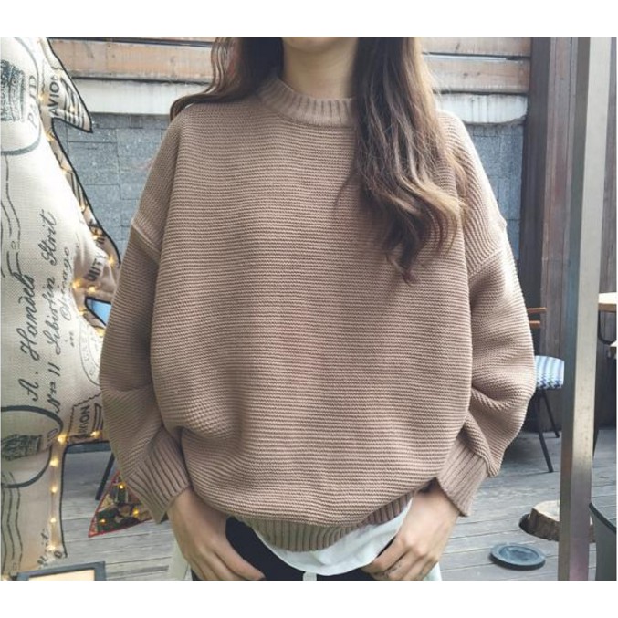 Áo Sweater Tay Dài Màu Sắc Đơn Giản Thời Trang Thu Đông Cho Nữ