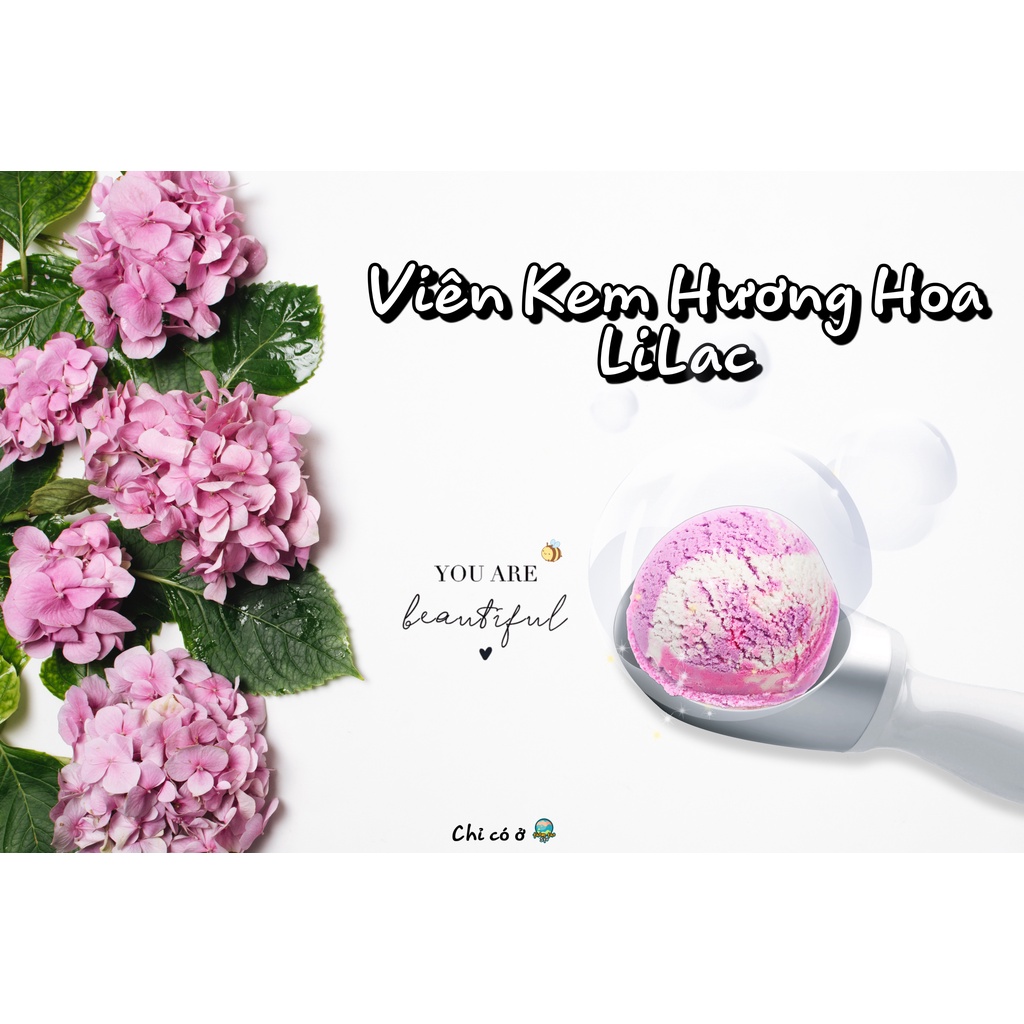 Viên kem tạo bọt bồn tắm bồng bềnh hương HOA LILAC nhiều bọt mềm da, bubble scoop, 80, 160, 240 gram