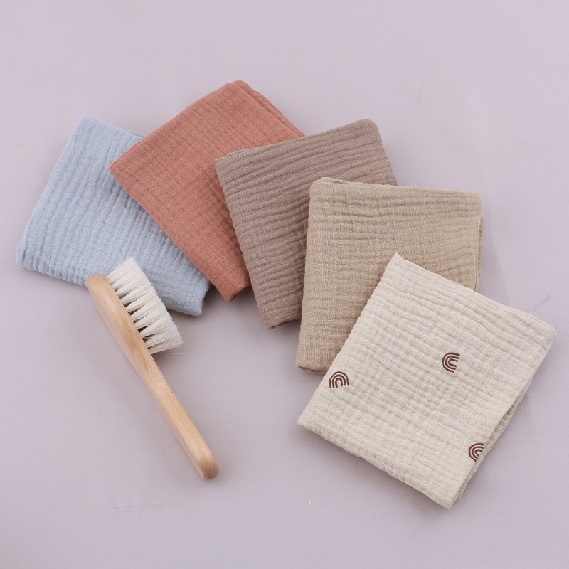 Bộ 6 Món Đồ Chơi Khăn Tắm Cotton Gồm Lược + Khăn Lau Nước Bọt Mát Xa Đầu Cho Bé Sơ Sinh