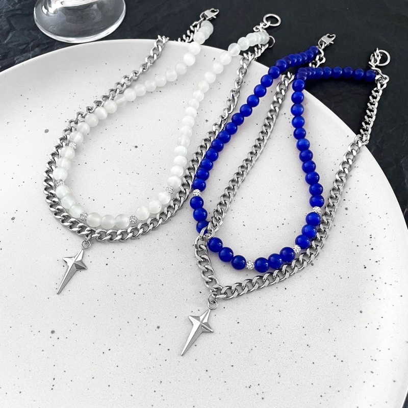 Dây chuyền layer 2 lớp hạt phối xích thép mặt chữ thập