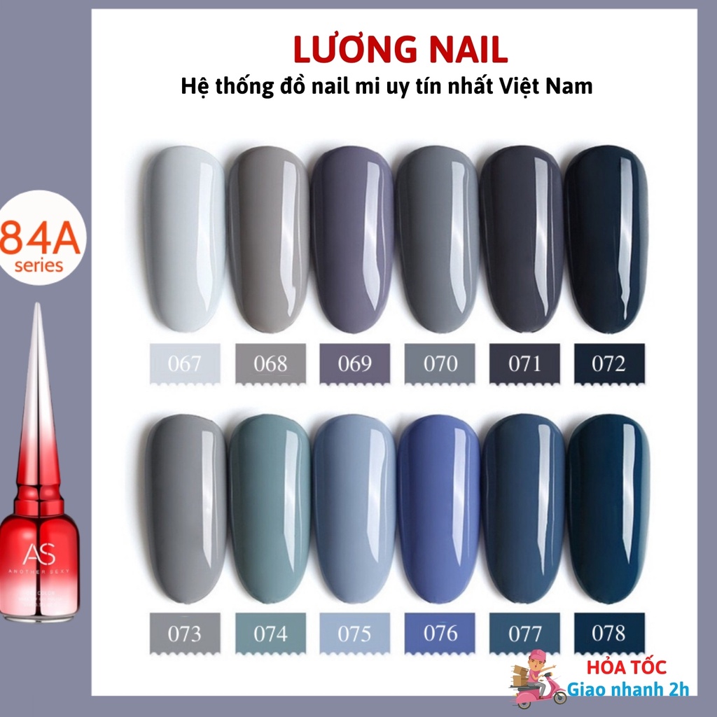 Sơn As sơn móng tay gel tone xanh cỏ úa cam đất nâu trà sữa bảng A