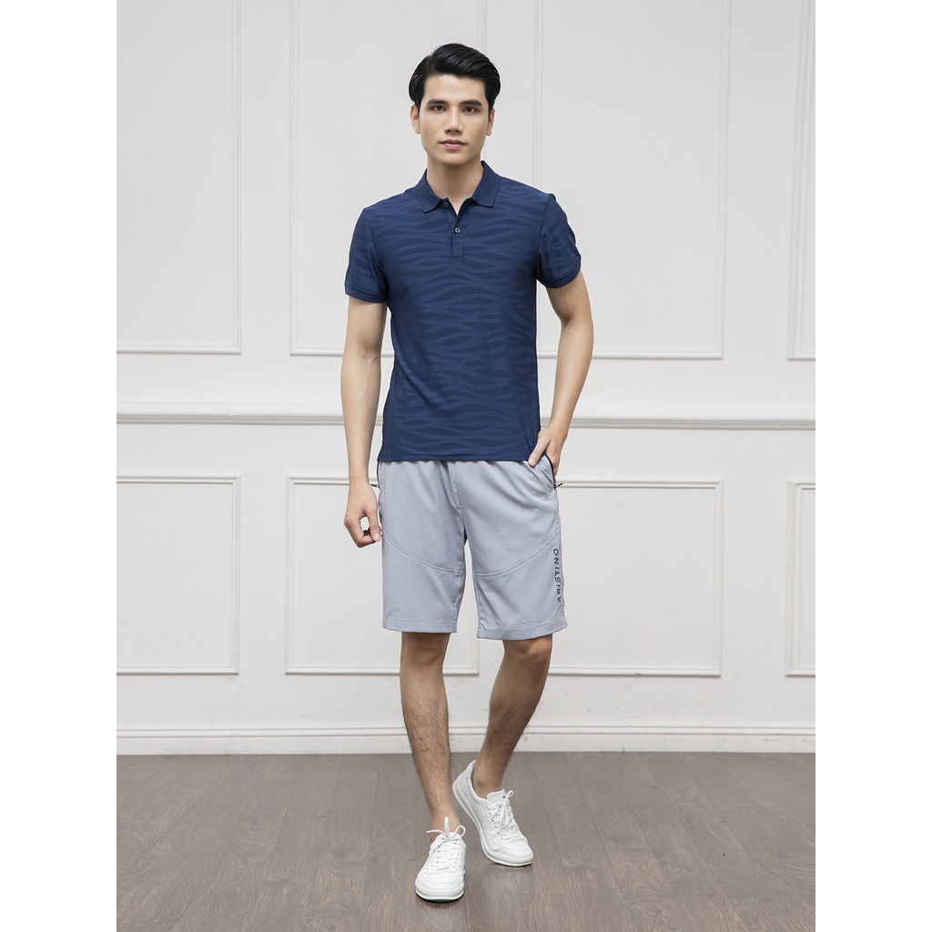 Áo Thun Polo Ngắn Tay Có Cổ Bẻ ARISTINO APS020S1 Áo Phông Nam dệt họa tiết sóng dáng slim fit vải polyester thể thao