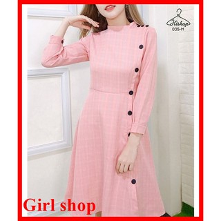 ⚡️đầm công sở kiểu caro phối nút